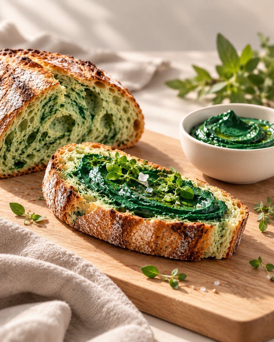 Brot mit frischer Spirulina